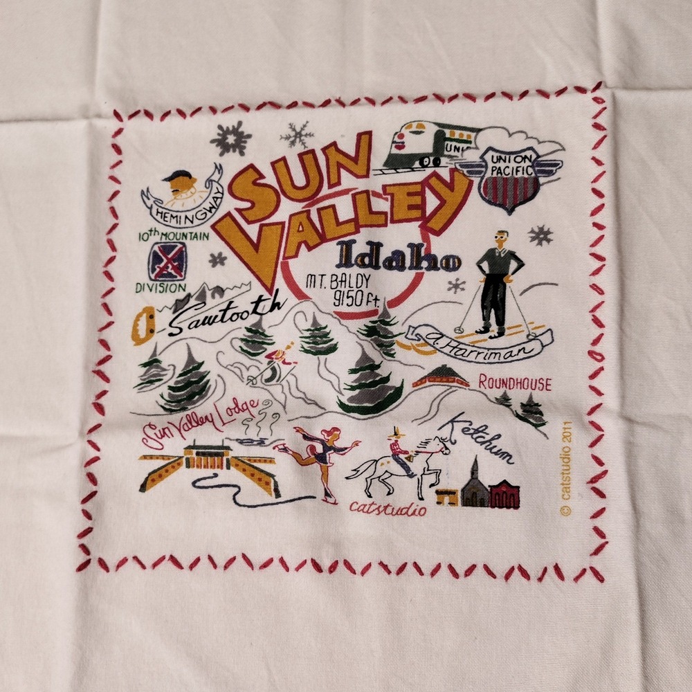 Catstudio Sun Valley Idaho Geography Collection Dish Towel Approx. 21.5"x28"